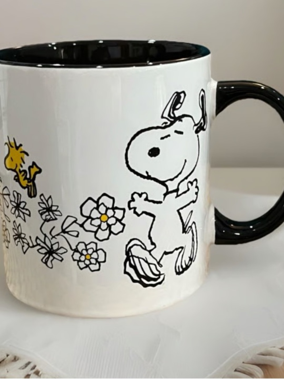 Snoopy & Woodstock Ceramic Mug - White with Black Accent